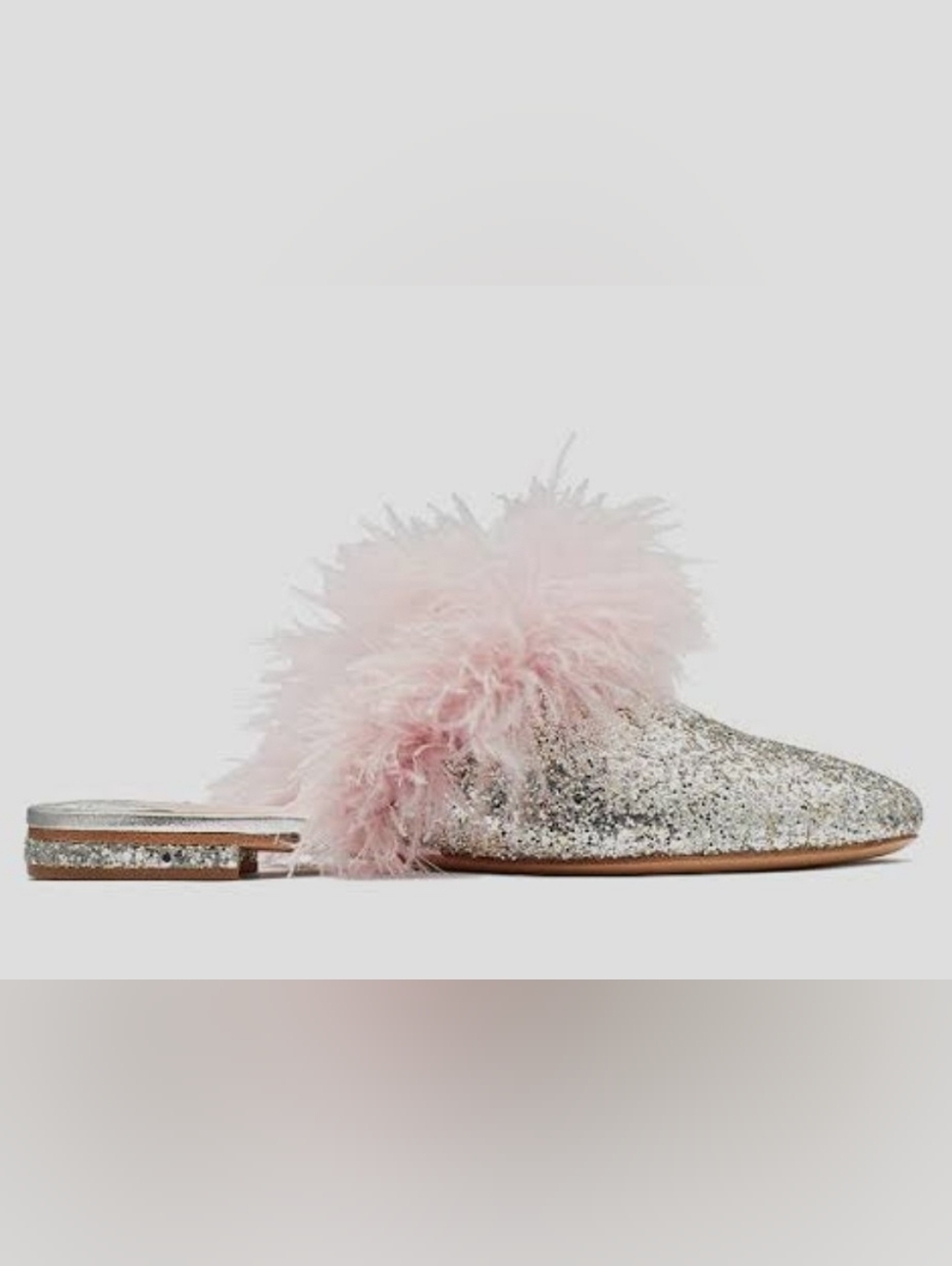 Kate Spade New York Silver and Pink  Marabou Mules Size 10